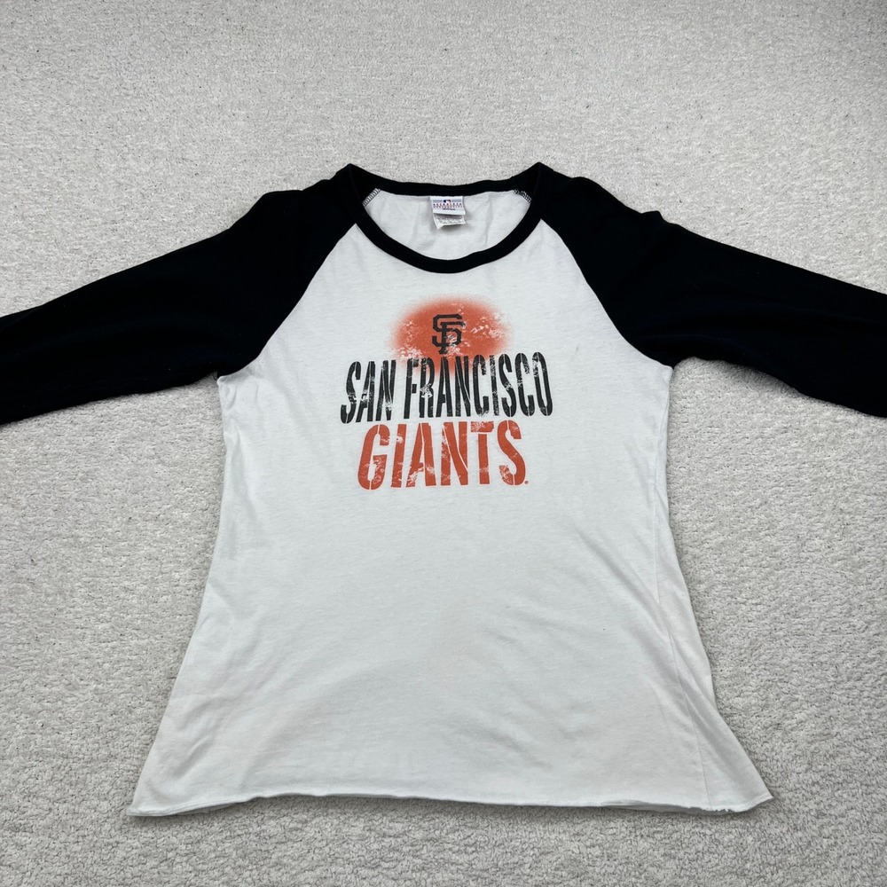 San Francisco Giants Raglan Baseball T-Shirt Boys XL White Black Campus Lifesty